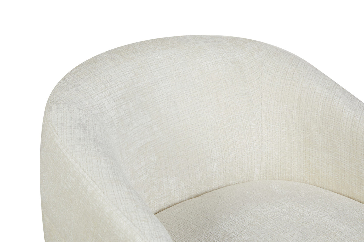 Armchair – Off-white upholstery, swivel function, rounded shapes – Yara | Starfurn