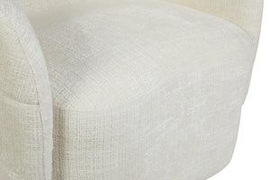 Armchair – Off-white upholstery, swivel function, rounded shapes – Yara | Starfurn