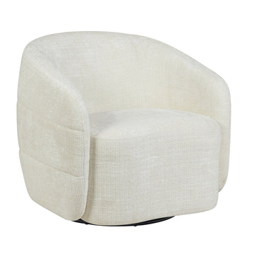 Armchair – Off-white upholstery, swivel function, rounded shapes – Yara | Starfurn