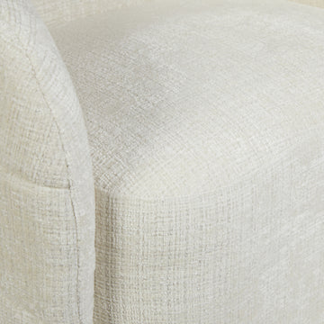 Armchair – Off-white upholstery, swivel function, rounded shapes – Yara | Starfurn