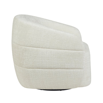 Armchair – Off-white upholstery, swivel function, rounded shapes – Yara | Starfurn