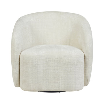 Armchair – Off-white upholstery, swivel function, rounded shapes – Yara | Starfurn