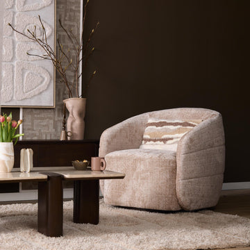 Sessel – Beigebezug, Drehfunktion, Rundformen - Yara | Starfurn