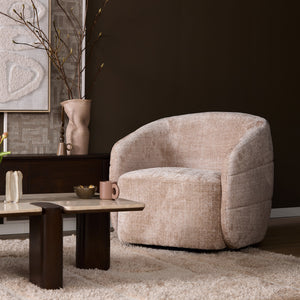 Sessel – Beigebezug, Drehfunktion, Rundformen - Yara | Starfurn