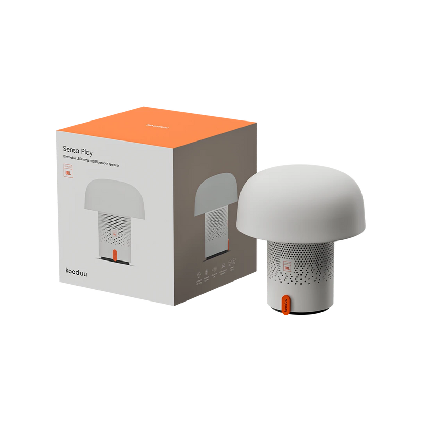 Lautsprecherleuchte mit pilzförmigem Design, dimmbarem LED-Licht und Ladestation – Sensa PLAY | Kooduu