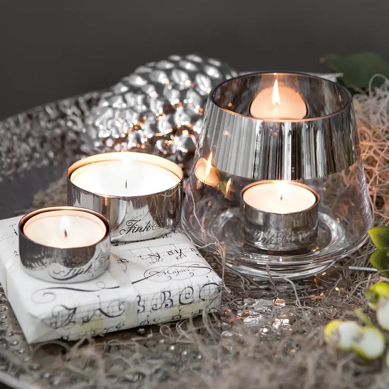 Teelichthalter – Silberner Edelstahl, Kompaktes Design, Kleine Form - Living | Fink Living