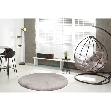 Teppich – Taupe Farbe, Weicher Flor, Felloptik 160 cm Rund - Rabbit Light 525 | Kayoom