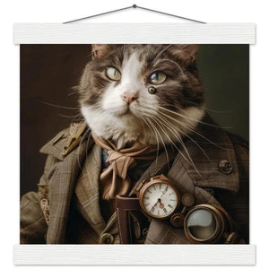 Schulposter - Manx Steampunk-Illustration magnetische Kiefernholzleisten mattes schweres Papier | St Tropez Art