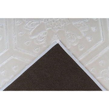 Teppich – Hexagon Muster, Geprägte Oberfläche, Weiße Farbgebung, 80 x 300 cm - Monroe 225 | Kayoom