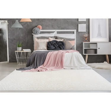 Teppich – Hexagon Muster, Geprägte Oberfläche, Weiße Farbgebung, 160 x 230 cm - Monroe 225 | Kayoom