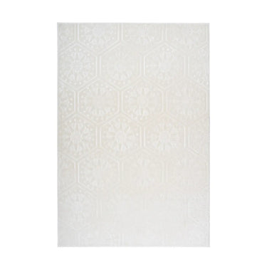 Teppich – Hexagon Muster, Geprägte Oberfläche, Weiße Farbgebung, 160 x 230 cm - Monroe 225 | Kayoom