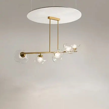 Pendant Lamp Modern Brass Metal and Cast Glass Accent 5-bulb – Miracle | Maytoni