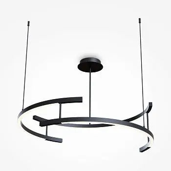 Pendant light with black aluminum round frame, integrated LED, and opal diffuser – Line | Maytoni