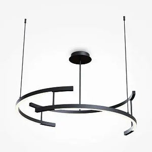 Pendant light with black aluminum round frame, integrated LED, and opal diffuser – Line | Maytoni