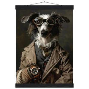 Schulposter - Sloughi-Hund-Motiv, mattes FSC-zertifiziertes Papier, Magnet-Holzleisten aus Kiefernholz, magnetische Holzdübel oben & unten | St Tropez Art