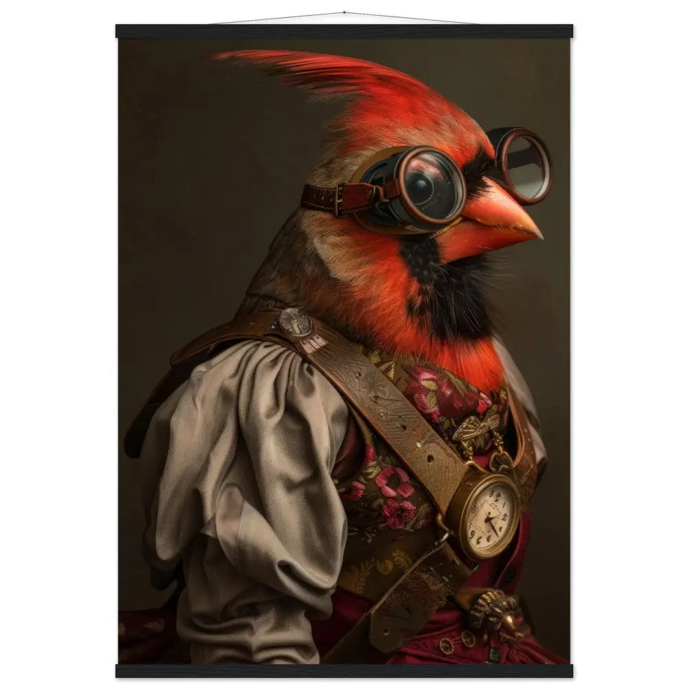 School poster cardinal, steampunk style, antique gold-colored clock, bronze-colored glasses | St Tropez Art