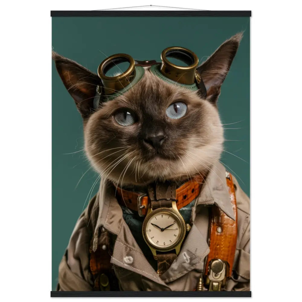 Schulposter - Birma-Katze-Motiv, mattes FSC-zertifiziertes Papier, Naturpapier, Magnet-Holzleisten aus Kiefernholz | St Tropez Art