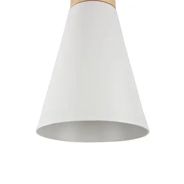 Pendant lamp with white metal shade and beech wood detail in modern design – Bicones | Maytoni