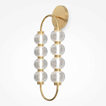 Wandleuchte Gold, gerippte Glaskugeln, LED 3000 K – Amulet - Esszett Luxury | Stilvolles Wohnen mit Charakter