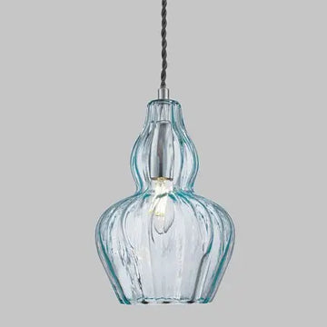 Pendant light with nickel finish and blue glass flower in a modern design - Eustoma | Maytoni