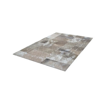 Teppich – Silber Farbe, Leder Material, Edle Struktur, 140 cm - Cobra 343 | Kayoom