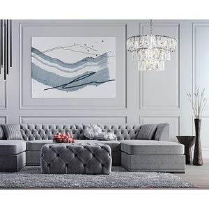 Pendelleuchte mit Chrom - Metallrahmen und stufenförmigen Glas - Kristall - Akzenten (18 × E14) – Puntes | Maytoni - Esszett Luxury | Stilvolles Wohnen mit Charakter