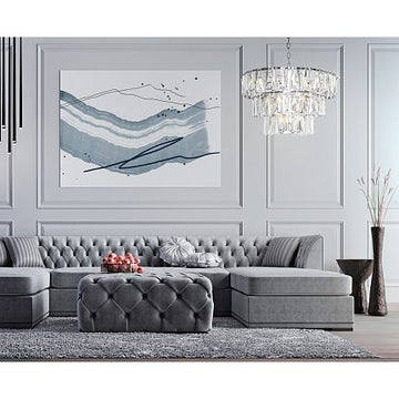 Pendelleuchte mit Chrom - Metallrahmen und stufenförmigen Glas - Kristall - Akzenten (18 × E14) – Puntes | Maytoni - Esszett Luxury | Stilvolles Wohnen mit Charakter
