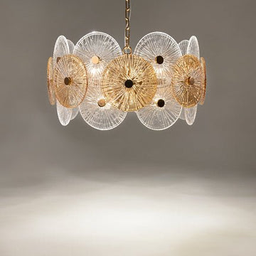 Pendelleuchte Goldfarbener Metallrahmen 8 Bernsteinglas - Ovale 8×E14 40 W – Aster | Maytoni - Esszett Luxury | Stilvolles Wohnen mit Charakter