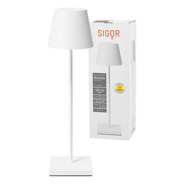 Akku-Tischleuchte - Alu-Korpus, USB-C-Ladung, warme Töne - Nuindie | SIGOR