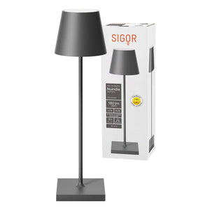 Akku-Tischleuchte - Alu-Korpus, USB-C-Ladung, warme Töne - Nuindie | SIGOR