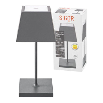 Akku - Tischleuchte Nuindie mini 2,2W FlexMood 2200K/2700K IP54 180lm Ra85 eckig von Sigor - Esszett Luxury | Stilvolles Wohnen mit Charakter