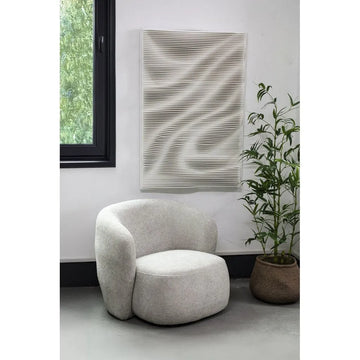 Wandpaneel – MDF Material, Weiße Farbe, Wellenrelief Design - Aleishia | PTMD
