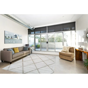 Viscose rug with retro diamond pattern, cotton backing & suitable for underfloor heating - Luxury 210 | Kayoom