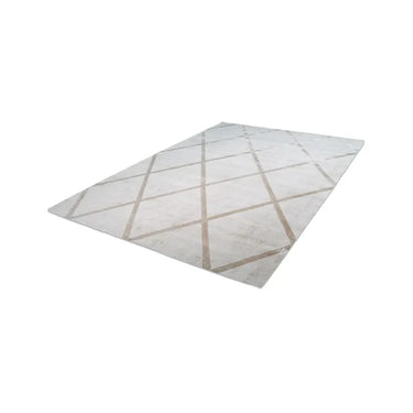 Teppich – Elfenbeinfarbene Töne, Melierte Optik, Rauten Muster, 150 cm - Luxury 210 | Kayoom