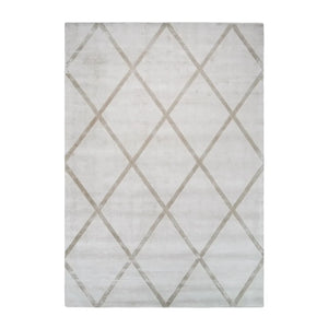 Viscose rug with retro diamond pattern, cotton backing & suitable for underfloor heating - Luxury 210 | Kayoom