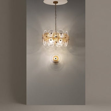 Pendelleuchte Goldfarbener Metallrahmen 8 Bernsteinglas - Ovale 8×E14 40 W – Aster | Maytoni - Esszett Luxury | Stilvolles Wohnen mit Charakter