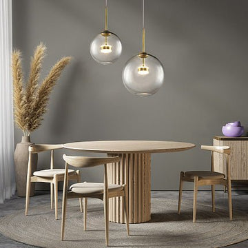 Pendelleuchte mit transparentem Blasenglas und gebürstetem Gold - Finish im modernen Design – Cometa | Maytoni - Esszett Luxury | Stilvolles Wohnen mit Charakter