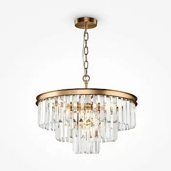 Pendant light with crystal pendants and brass frame in a luxurious design – Revero | Maytoni