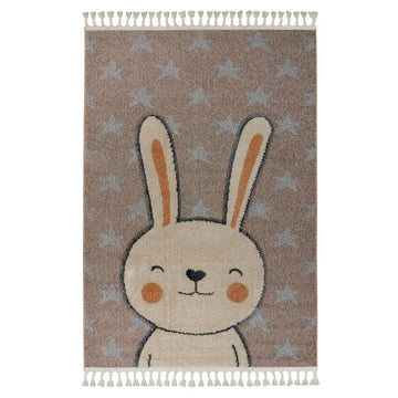 Teppich – Hasenmotiv, Polypropylen Flor, Kurzflor Struktur, 133 x 133 cm - Modena 415 | Kayoom