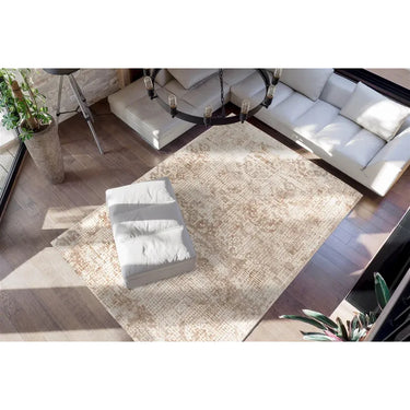 Teppich – Beige Creme, Weicher Viskoseflor, Antike Optik, 150 cm - Puerto 225 | Kayoom