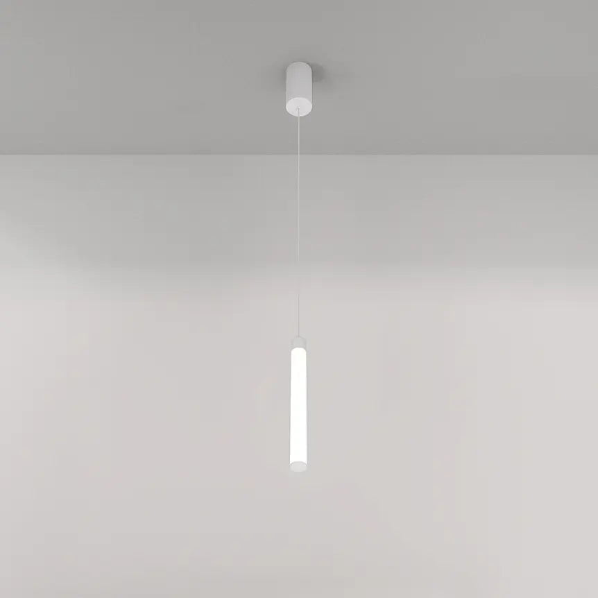 Pendelleuchte – Weißes Aluminium, 10W LED, Warmweiß Licht, Ø3 cm  - Ray | Maytoni