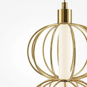 Pendant Lamp Golden Finish Dome Shade & Integrated LED – Golden Cage | Maytoni