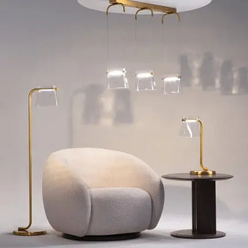 Table Lamp Metal Base Brass Look, Transparent Glass Sphere & Integrated LED - Cabaret | Maytoni