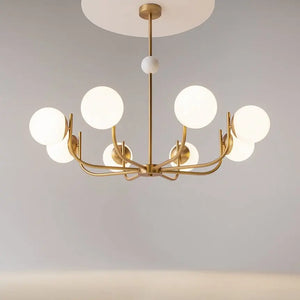 Pendant lamp with 8 E14 sockets and elegant brass finish – Rendez-vous | Maytoni