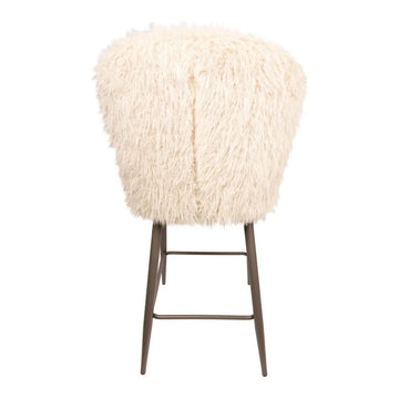 Upholstered Bar Stool with Ergonomic Backrest, Metal Frame and Wood Details – Ares | PTMD