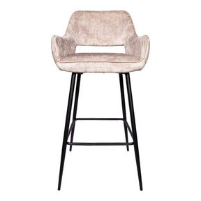 Barstuhl - Fallon Velvet Hoch (61 x 53 x 105 cm) Khaki von PTMD - Esszett Luxury | Stilvolles Wohnen mit Charakter