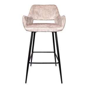 Barstuhl - Fallon Velvet Hoch (61 x 53 x 105 cm) Khaki von PTMD - Esszett Luxury | Stilvolles Wohnen mit Charakter
