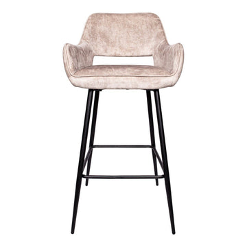 Barstuhl - Fallon Velvet Hoch (61 x 53 x 105 cm) Khaki von PTMD - Esszett Luxury | Stilvolles Wohnen mit Charakter