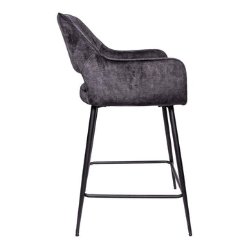 Barstuhl - Fallon Velvet Niedrig (60 x 54 x 95 cm) Anthrazit von PTMD - Esszett Luxury | Stilvolles Wohnen mit Charakter