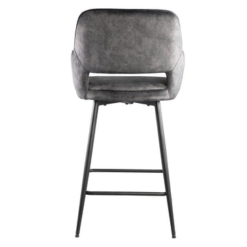 Barstuhl - Fallon Velvet Niedrig (60 x 54 x 95 cm) Anthrazit von PTMD - Esszett Luxury | Stilvolles Wohnen mit Charakter